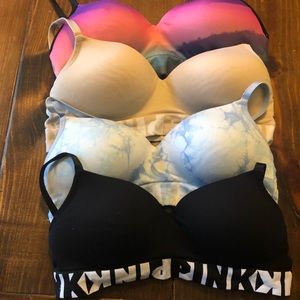Four VS PINK cool and comfy bras size large